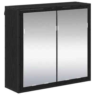 vidaXL Kopalniška ogledalna omara s polico Črni hrast 65 x 20 x 60 cm