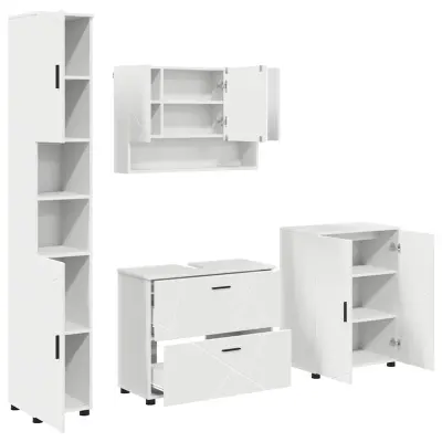 vidaXL Komplet pohištva za kopalnico 4 pcs Bela 30 x 35 x 192 cm