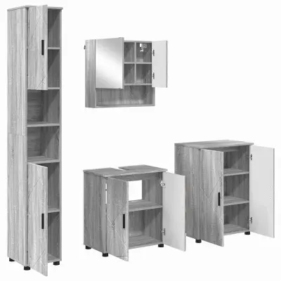 vidaXL Komplet pohištva za kopalnico 4 pcs Siva sonoma 61 x 35 x 64 cm