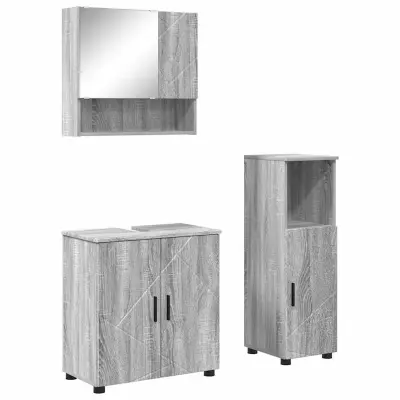 vidaXL Komplet pohištva za kopalnico 3 pcs Siva sonoma 61 x 35 x 64 cm