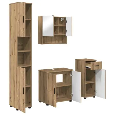 vidaXL Komplet pohištva za kopalnico s predalom 4 pcs artisan hrast