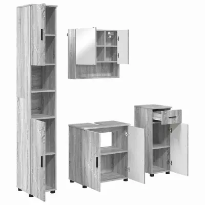 vidaXL Komplet pohištva za kopalnico 4 pcs Siva sonoma 61 x 35 x 64 cm