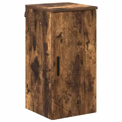 vidaXL Kopalniška omarica z vrati Dimljeni hrast 30 x 31,5 x 61 cm