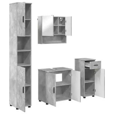 vidaXL Komplet pohištva za kopalnico s predalom 4 pcs Betonsko siva