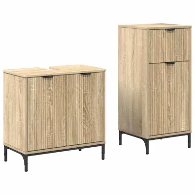 vidaXL Komplet pohištva za kopalnico s predalom 2 pcs sonoma hrast