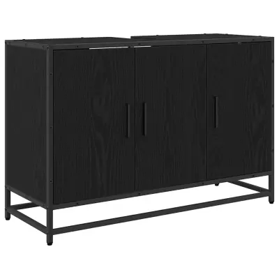 vidaXL Kopalniška omara za umivalnik Črni hrast 90 x 33 x 60 cm