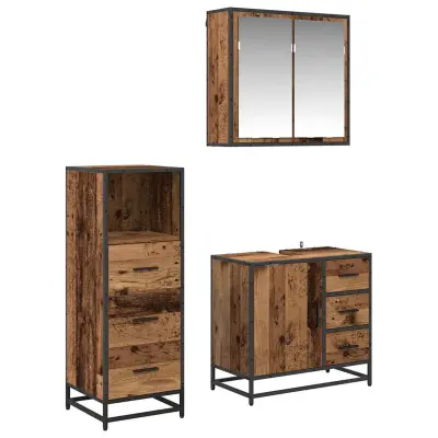 vidaXL Komplet pohištva za kopalnico 3 pcs Star les 35 x 37.5 x 100 cm