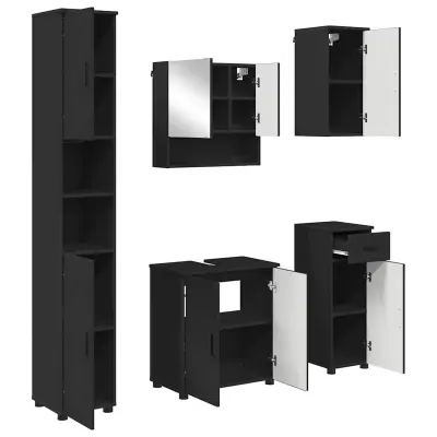 vidaXL Komplet pohištva za kopalnico 5 pcs Črna 61 x 35 x 64 cm