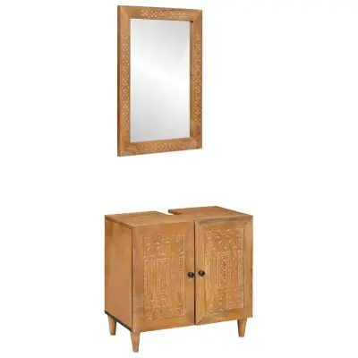 vidaXL Komplet pohištva za kopalnico 2 pcs Rjava 62 x 33 x 58 cm