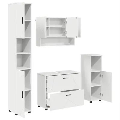 vidaXL Komplet pohištva za kopalnico 4 pcs Bela 30 x 35 x 192 cm