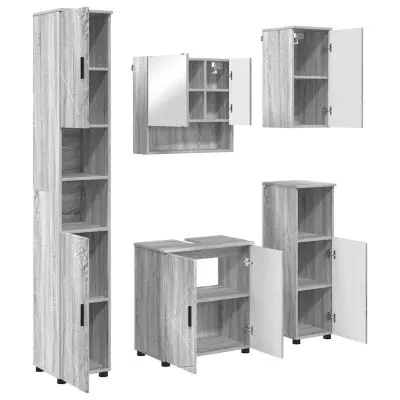 vidaXL Komplet pohištva za kopalnico 5 pcs Siva sonoma 61 x 35 x 64 cm