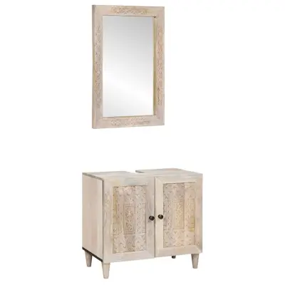 vidaXL Komplet pohištva za kopalnico 2 pcs Bela 62 x 33 x 58 cm