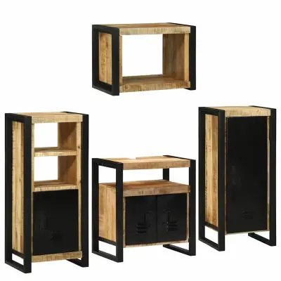 vidaXL Komplet pohištva za kopalnico 4 pcs Rjava Masiven les manga