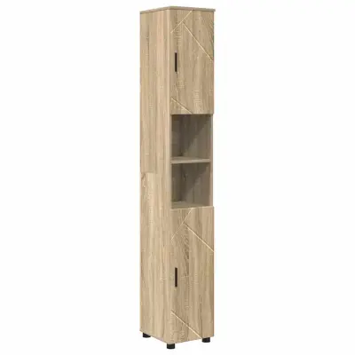 vidaXL Visoka kopalniška omara z vrati sonoma hrast 30 x 35 x 192 cm