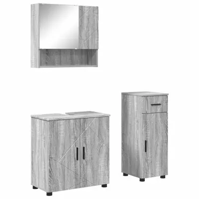 vidaXL Komplet pohištva za kopalnico 3 pcs Siva sonoma 61 x 35 x 64 cm