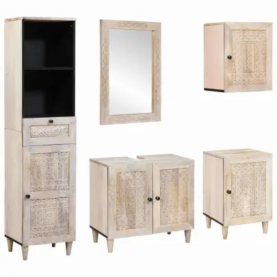 vidaXL Komplet pohištva za kopalnico 5 pcs Bela 38 x 33 x 160 cm