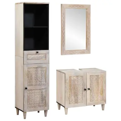 vidaXL Komplet pohištva za kopalnico 3 pcs Bela 38 x 33 x 160 cm