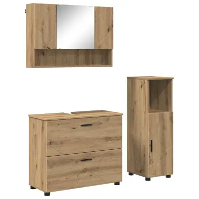 vidaXL Komplet pohištva za kopalnico s predalom 3 pcs artisan hrast