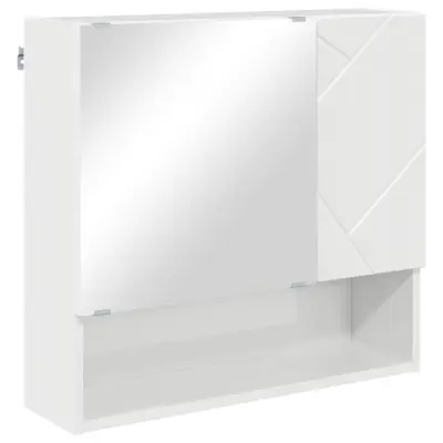 vidaXL Ogledalna omara s polico Bela z visokim sijajem 59 x 17 x 55 cm