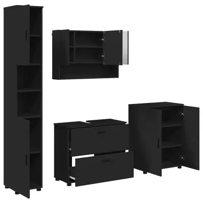 vidaXL Komplet pohištva za kopalnico 4 pcs Črna 30 x 35 x 192 cm