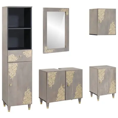 vidaXL Komplet pohištva za kopalnico 5 pcs Siva 62 x 33 x 58 cm