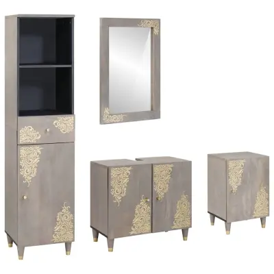 vidaXL Komplet pohištva za kopalnico 4 pcs Siva 62 x 33 x 58 cm