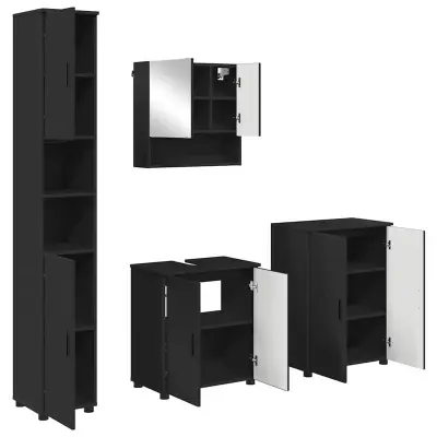 vidaXL Komplet pohištva za kopalnico 4 pcs Črna 61 x 35 x 64 cm