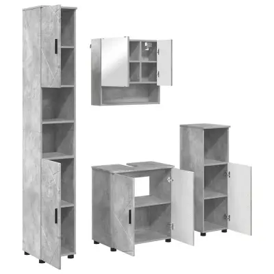 vidaXL Komplet pohištva za kopalnico z vrati 4 pcs Betonsko siva