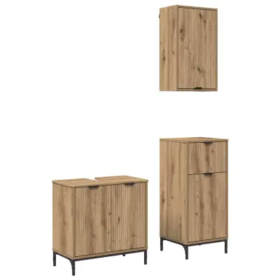 vidaXL Komplet pohištva za kopalnico s predalom 3 pcs artisan hrast