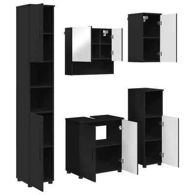 vidaXL Komplet pohištva za kopalnico 5 pcs Črna 61 x 35 x 64 cm