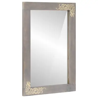 vidaXL Ogledalo za kopalnico Siva in srebrna 50 x 70 x 3 cm