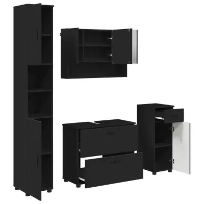 vidaXL Komplet pohištva za kopalnico 4 pcs Črna 30 x 35 x 192 cm