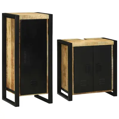 vidaXL Komplet pohištva za kopalnico 2 pcs Rjava Masiven les manga