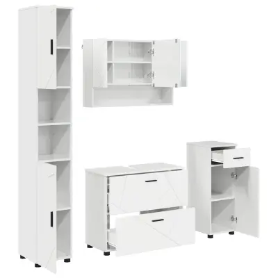 vidaXL Komplet pohištva za kopalnico 4 pcs Bela z visokim sijajem