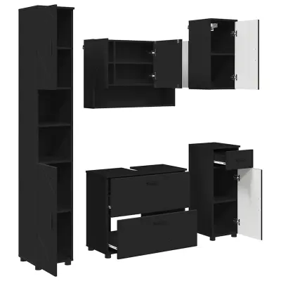 vidaXL Komplet pohištva za kopalnico 5 pcs Črna 30 x 35 x 192 cm