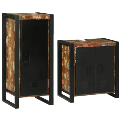 vidaXL Komplet pohištva za kopalnico 2 pcs Trden recikliran les