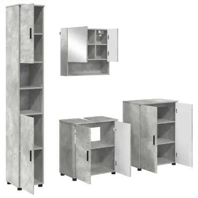 vidaXL Komplet pohištva za kopalnico z vrati 4 pcs Betonsko siva