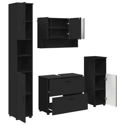 vidaXL Komplet pohištva za kopalnico 4 pcs Črna 30 x 35 x 192 cm