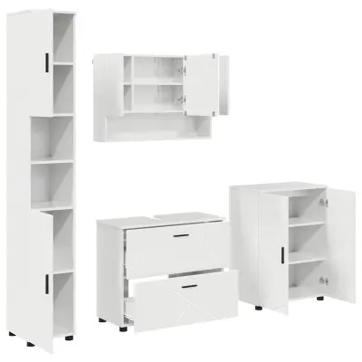 vidaXL Komplet pohištva za kopalnico 4 pcs Bela z visokim sijajem