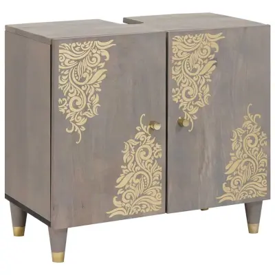 vidaXL Omarica za kopalniški umivalnik z vrati Siva 62 x 33 x 58 cm