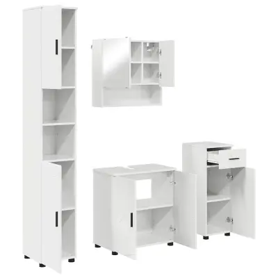 vidaXL Komplet pohištva za kopalnico 4 pcs Bela z visokim sijajem