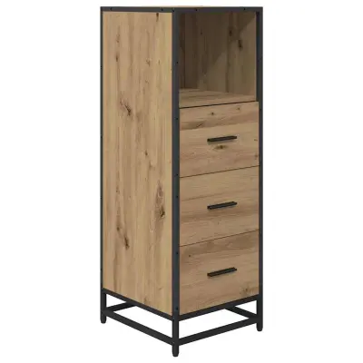vidaXL Kopalniška omarica s predalom artisan hrast 35 x 37.5 x 100 cm