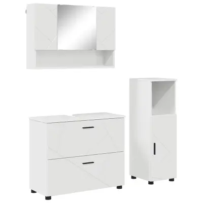 vidaXL Komplet pohištva za kopalnico 3 pcs Bela z visokim sijajem
