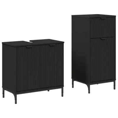 vidaXL Komplet pohištva za kopalnico 2 pcs Črna 39.5 x 36 x 88 cm