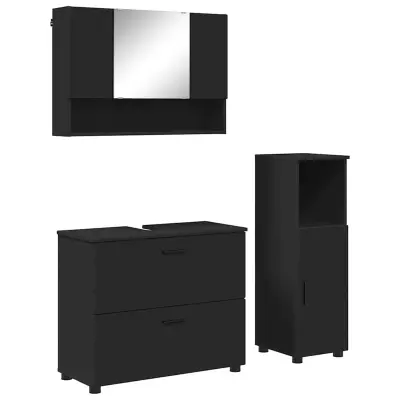 vidaXL Komplet pohištva za kopalnico 3 pcs Črna 76.5 x 35 x 64 cm