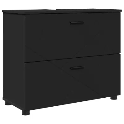 vidaXL Kopalniška omarica Črna 76.5 x 35 x 64 cm Konstruiran les