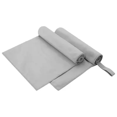 vidaXL Športne brisače 2 pcs Siva 100 x 50 cm Poliester in poliamid