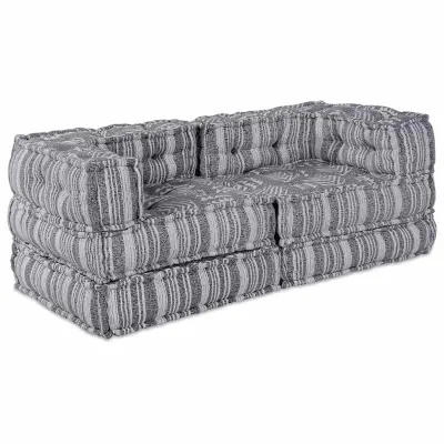 vidaXL Modularni kavč Črtasto 2 pcs Siva 70 x 70 x 54 cm blago