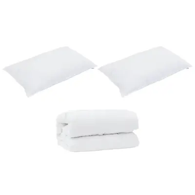 vidaXL Pokrivač z blazinami 3 pcs Bela Mikrofibra in puhasto perje