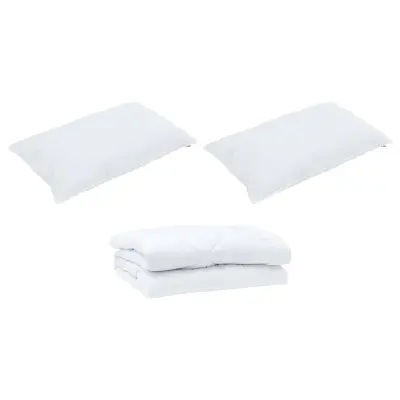 vidaXL Odeja z blazino 3 pcs Bela Mikrofibra